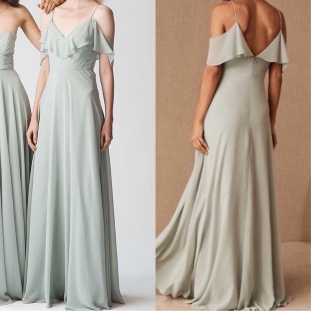 New BHLDN Jenny Yoo Mila Convertible Maxi Dress Gown Morning Mist 10